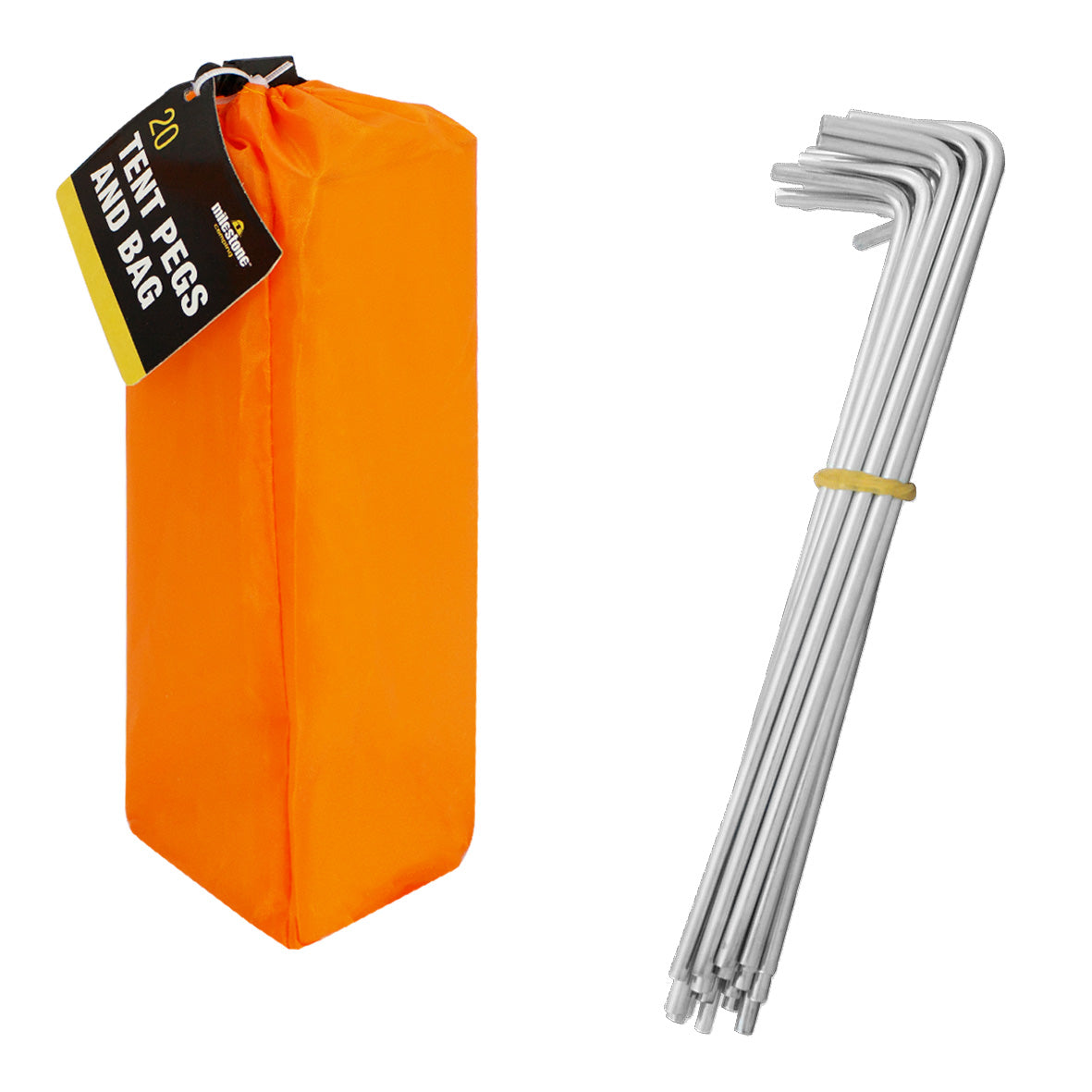 20 Metal Tent Pegs with Carry Bag Milestone Camping