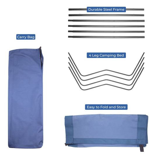 Folding Camping Bed - Blue