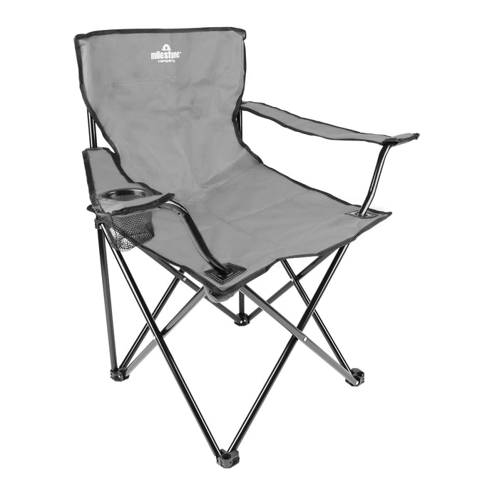 Folding Chair With Cup Holder - Grey