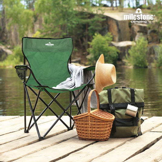 Folding Chair With Cup Holder - Green