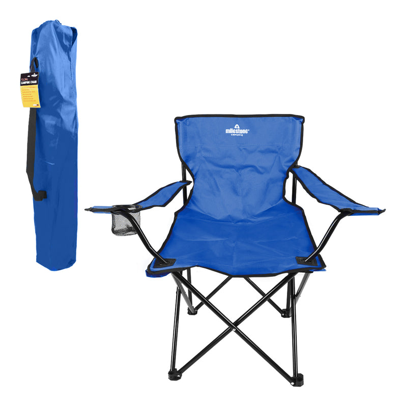 Load image into Gallery viewer, Folding Chair With Cup Holder - Blue
