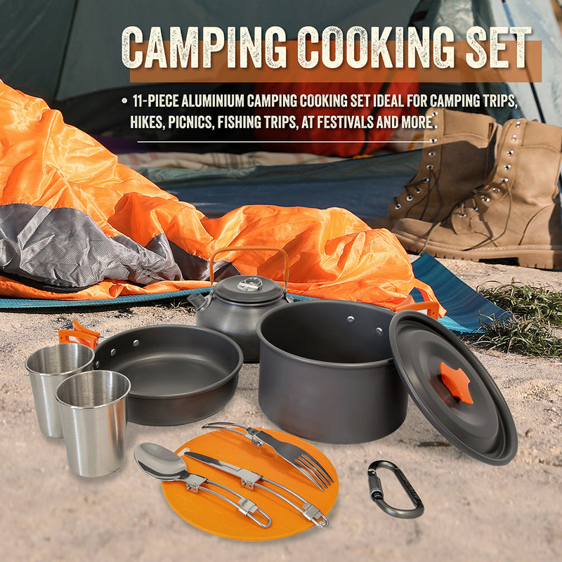 Load image into Gallery viewer, 11 piece Aluminium Camping Cookware Kit
