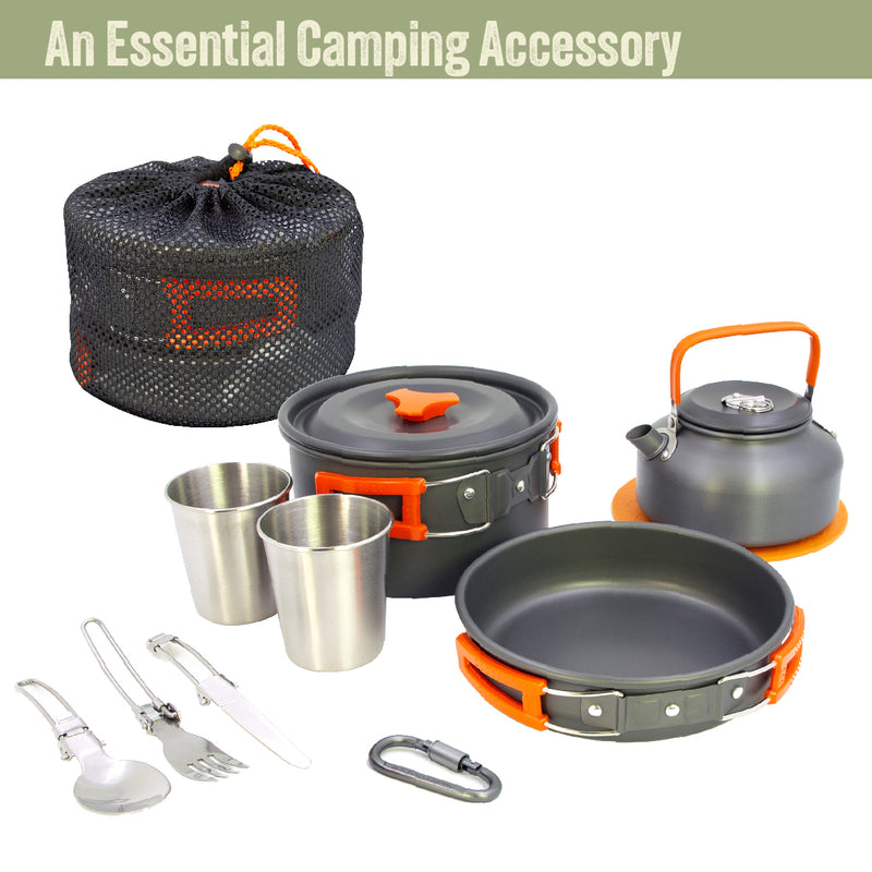 Load image into Gallery viewer, 11 piece Aluminium Camping Cookware Kit
