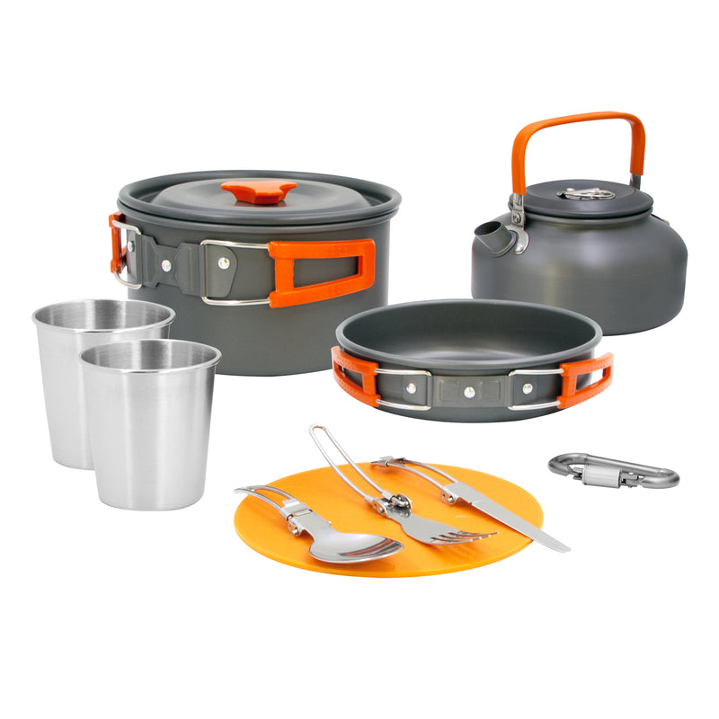 Load image into Gallery viewer, 11 piece Aluminium Camping Cookware Kit
