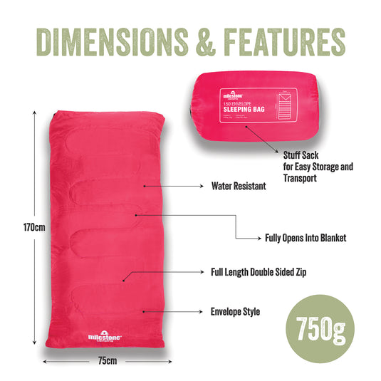 Envelope Sleeping Bag - Pink