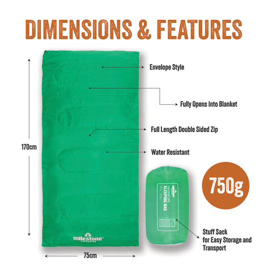 Envelope Sleeping Bag - Green