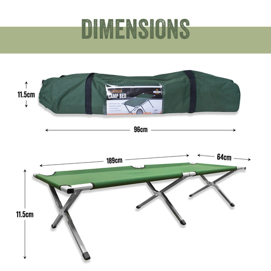 Deluxe Folding Camping Bed - Green