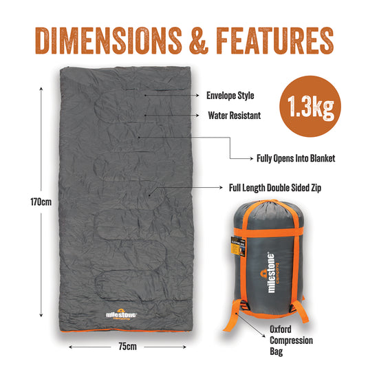 Envelope Sleeping Bag - Grey & Orange