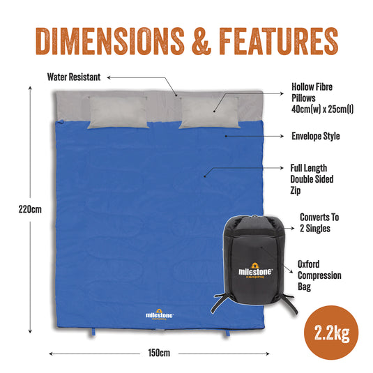 Double Envelope Sleeping Bag with Pillows