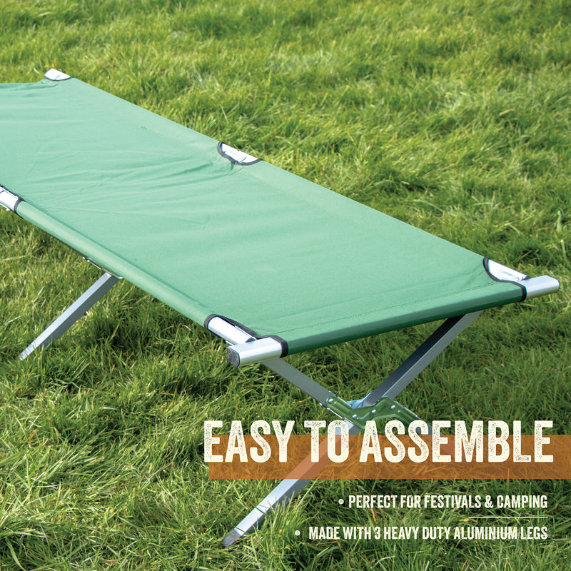 Deluxe Folding Camping Bed Green