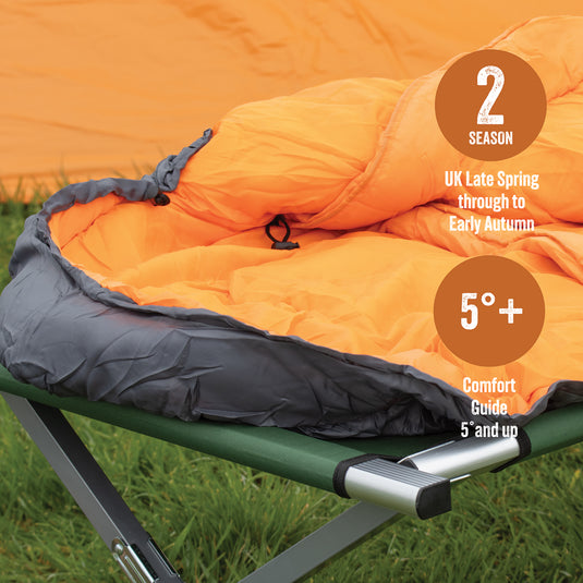 Mummy Sleeping Bag - Grey & Orange