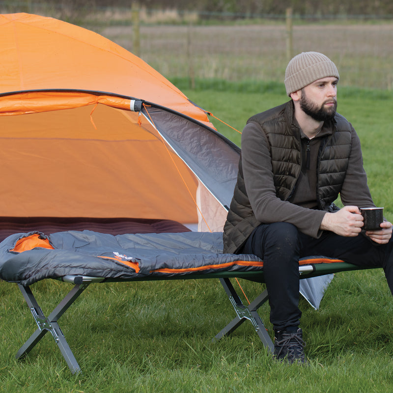 Load image into Gallery viewer, Mummy Sleeping Bag - Grey &amp; Orange
